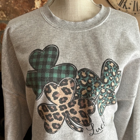 Women’s Handmade Lucky Sweatshirt Plus Size 2XL  Gray - Picture 10 of 10